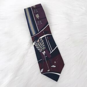 Vintage Men’s Hunt Club Golfer Golf Image Print Tie
